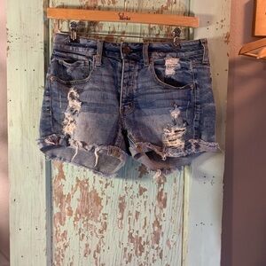 Women’s American Eagle Size 8 distressed denim jean shirts. Button up.